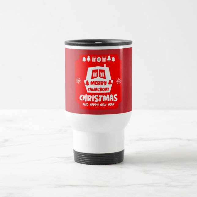 Narrowboat Canal Christmas Xmas Gifts Travel Mug (Center)