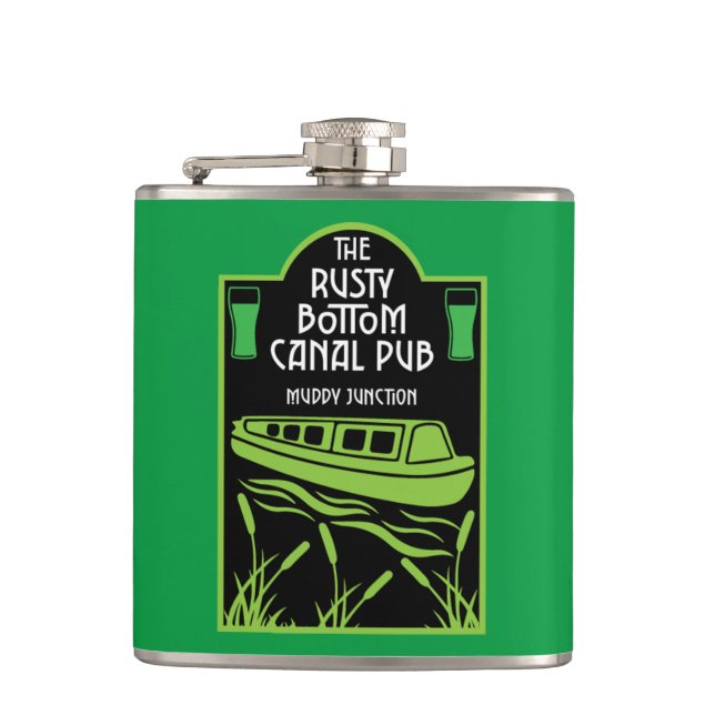 Narrowboat Canal Pubs  Flask (Front)