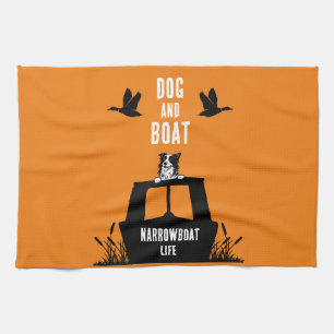 Narrowboat Canalboat Dog Lovers Kitchen Towel