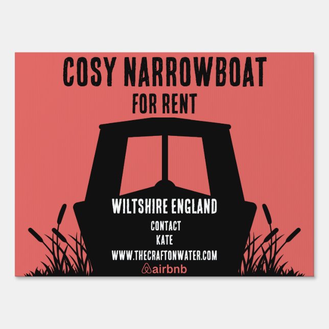 Narrowboat Canalboat For Rent Sign (Front)