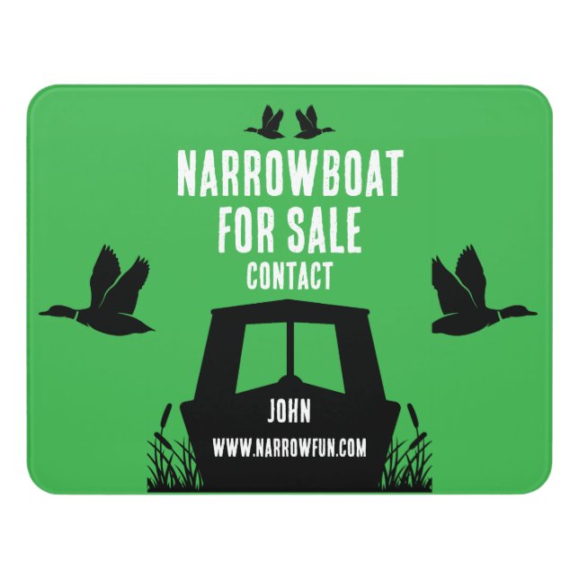 Narrowboat Canalboat Rent Door Sign (Contemporary Front)