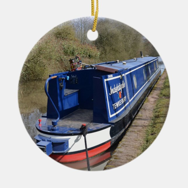 Narrowboat Indefatigable Ceramic Ornament (Front)