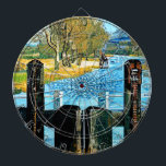 NARROWBOAT LOCK DART BOARD<br><div class="desc">An art design of the view from the lock gates of the canal.</div>
