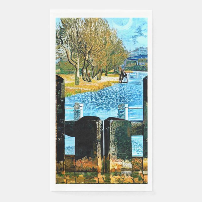 NARROWBOAT LOCK PAPER GUEST TOWELS (Front)
