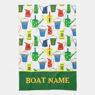 Narrowboat Pattern Canal Boat Name Kitchen Towel