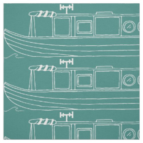 Narrowboat Patterned Canal Boats Fabric