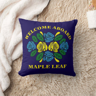 Narrowboat Welcome Aboard Custom Boat Name Throw Pillow