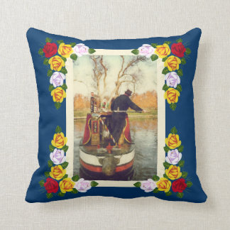 Narrowboat winding throw pillow