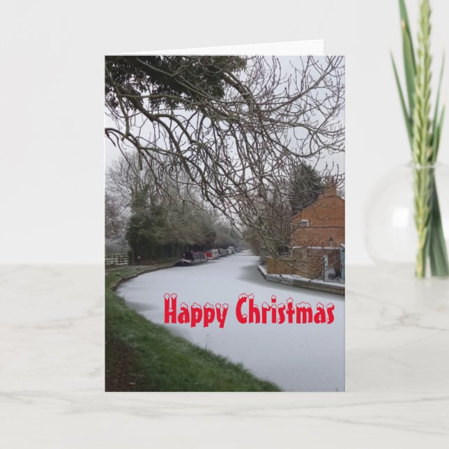 Narrowboats in the snow. Christmas Card (Front)