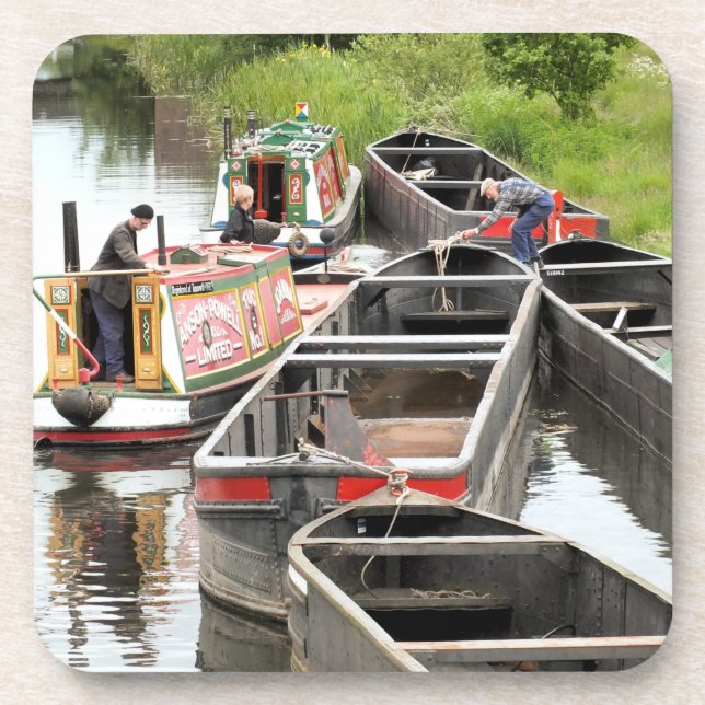 NARROWBOATS ON THE CANAL   BEVERAGE COASTER (Front)