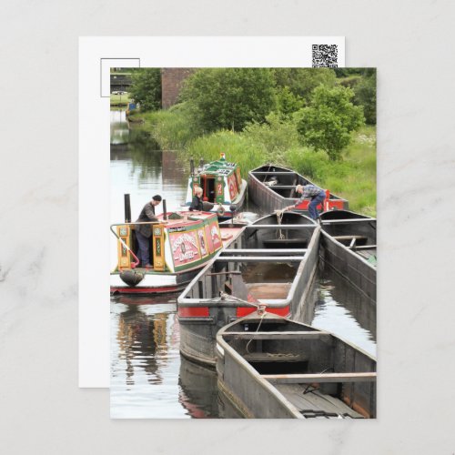 NARROWBOATS ON THE CANAL POSTCARD