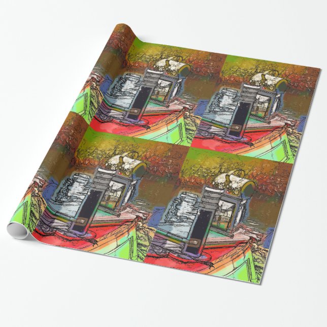 NARROWBOATS WRAPPING PAPER (Unrolled)