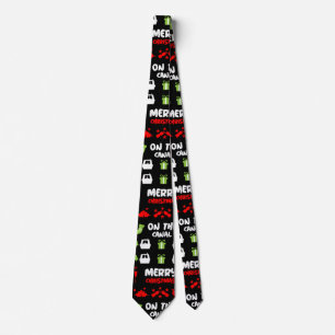 Narrowboats Xmas Canal Christmas  Neck Tie