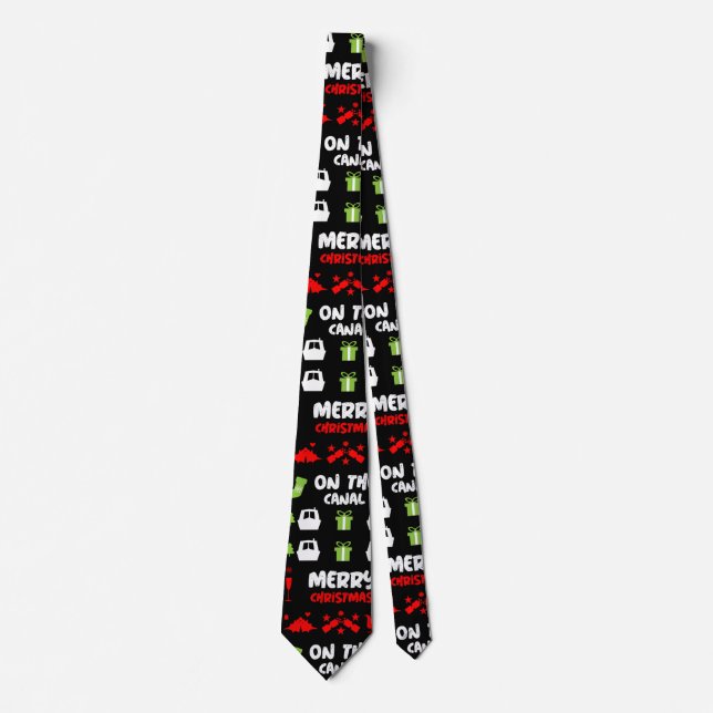 Narrowboats Xmas Canal Christmas  Neck Tie (Front)
