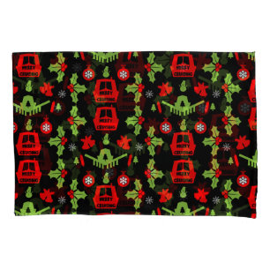 Narrowboats Xmas Canal Christmas  Pillow Case