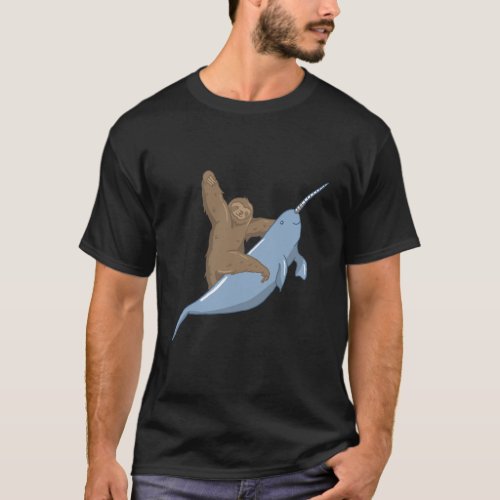 Narwahl Unicorn Beluga Tusk Whale Fish Sloth Gift T_Shirt