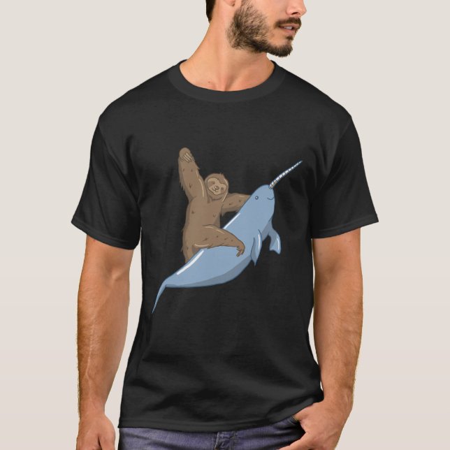 Narwahl Unicorn Beluga Tusk Whale Fish Sloth Gift T-Shirt (Front)