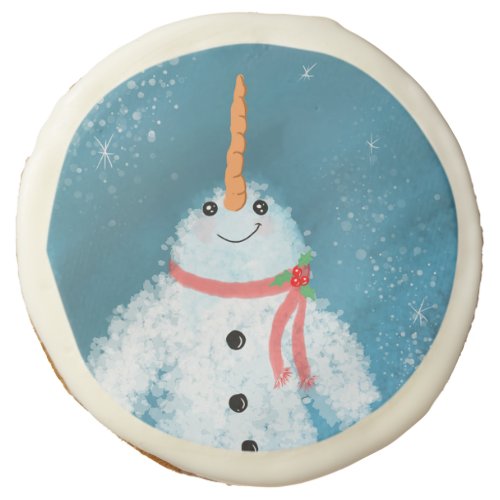 Narwal Snowman Cute and Funny Christmas Holiday Sugar Cookie