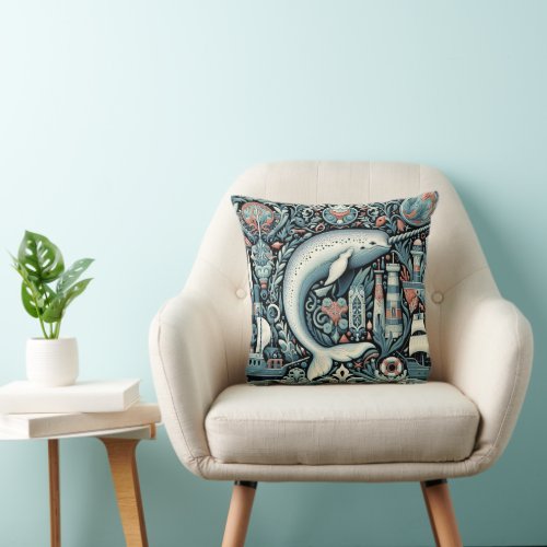 Narwhal 1 throw pillow