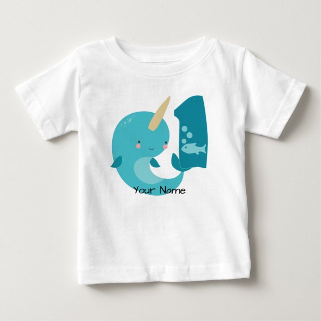 Narwhal 1st Birthday Baby T-Shirt (Front)