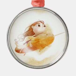 Narwhal. Adorable Cute and journey. Metal Ornament