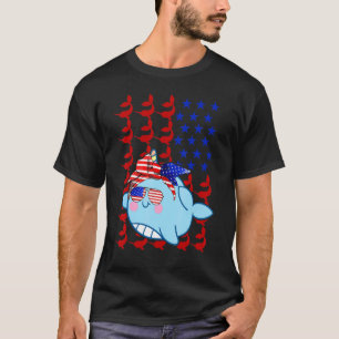 Narwhal American Flag Narwhal 4th Of July T-Shirt