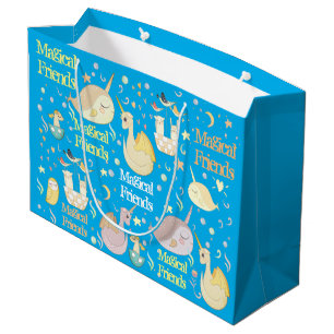 Narwhal and Dragon Friends Personalized kids Party Large Gift Bag
