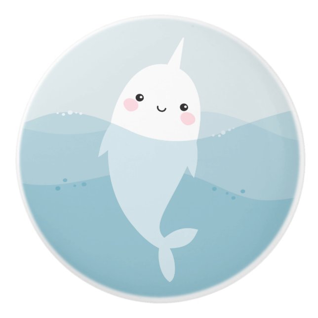 Narwhal and waves door knob (Front)