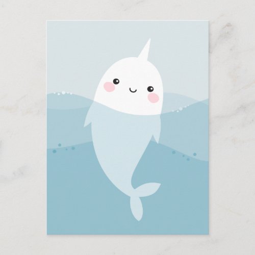 Narwhal and waves postcard