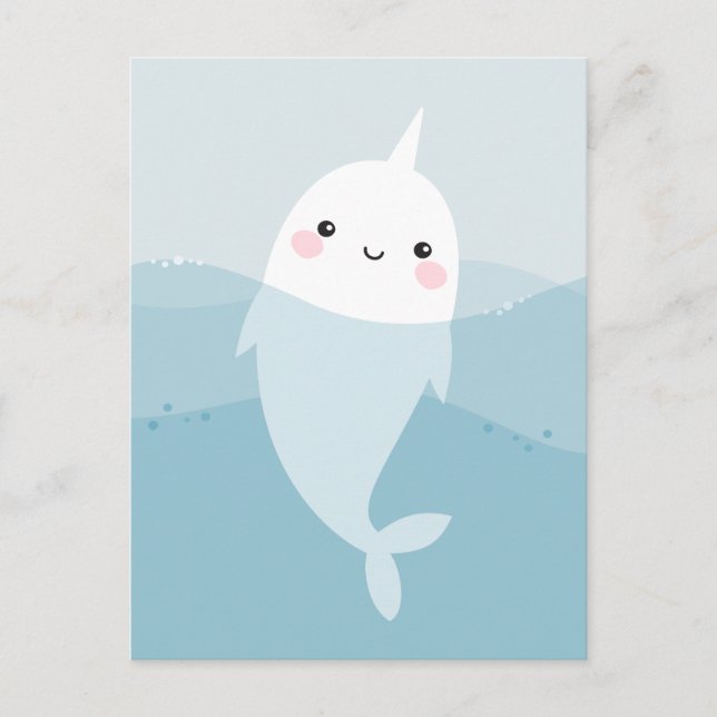 Narwhal and waves postcard (Front)