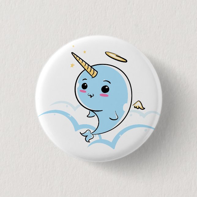 Narwhal Angel Cutie Button (Front)