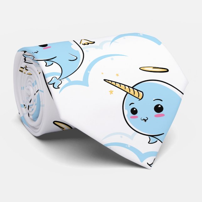 Narwhal Angel Cutie Neck Tie (Rolled)