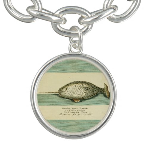 Narwhal Antique Whale Watercolor Painting Bracelet