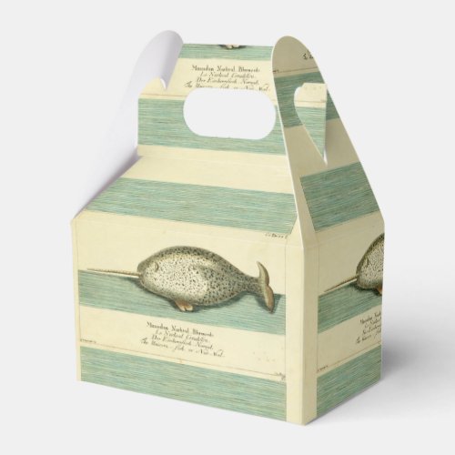 Narwhal Antique Whale Watercolor Painting Favor Boxes