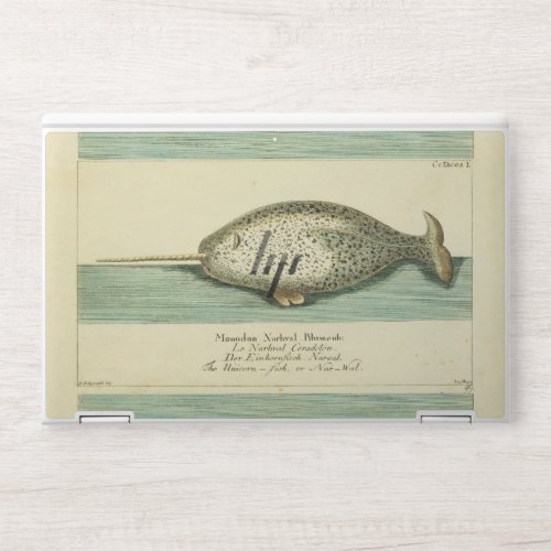 Narwhal Antique Whale Watercolor Painting HP Laptop Skin