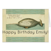 Narwhal Antique Whale Watercolor Scientific Art (Front Horizontal)