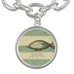 Narwhal Antique Whale Watercolor Scientific Art Bracelet
