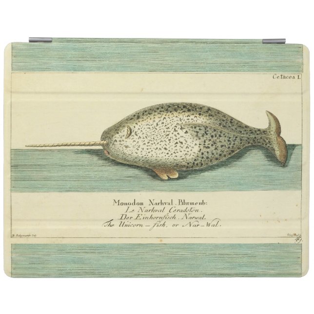 Narwhal Antique Whale Watercolor Scientific Art iPad Smart Cover (Horizontal)
