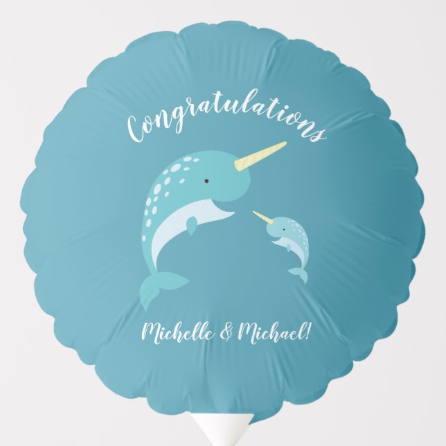 Narwhal Baby Shower Balloon (Front)