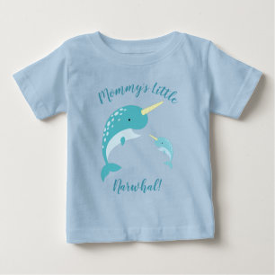 Narwhal Baby Shower Blue Boy Whale Baby T-Shirt