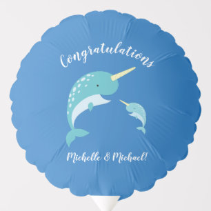 Narwhal Baby Shower Blue Boy Whale Balloon