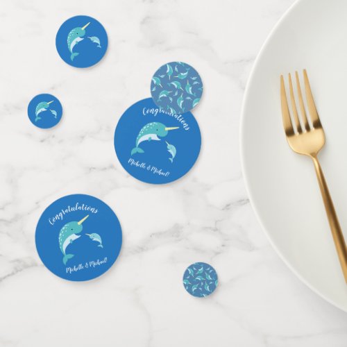 Narwhal Baby Shower Blue Boy Whale Confetti