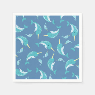 Narwhal Baby Shower Blue Boy Whale Napkins