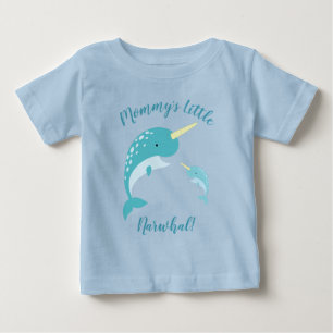 Narwhal Baby Shower Blue Boy Whale T-Shirt