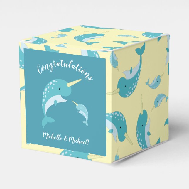 Narwhal Baby Shower Favor Boxes (Front Side)