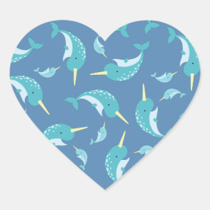 Narwhal Baby Shower Heart Sticker