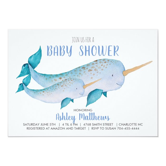 narwhal baby shower invitations