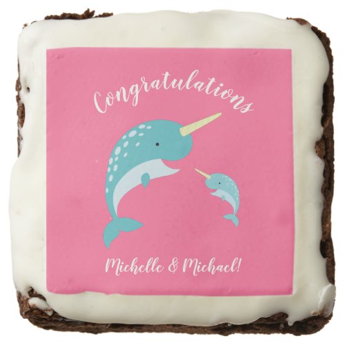 Narwhal Baby Shower Pink Girl Cute Brownie