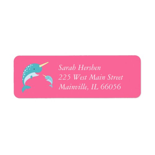 Narwhal Baby Shower Pink Girl Cute Label