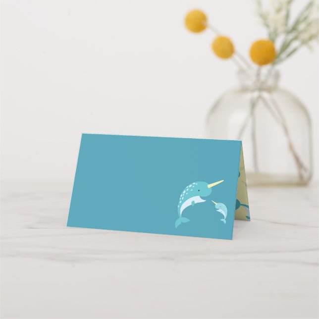 Narwhal Baby Shower Place Card (Front)